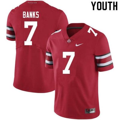 NCAA Ohio State Buckeyes Youth #7 Sevyn Banks Scarlet Nike Football College Jersey TIU7445JL